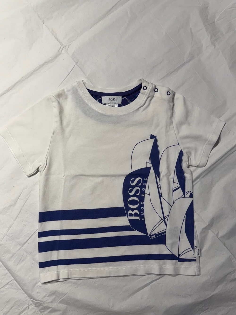 Hugo Boss White Tee with Navy Sailboat Graphic